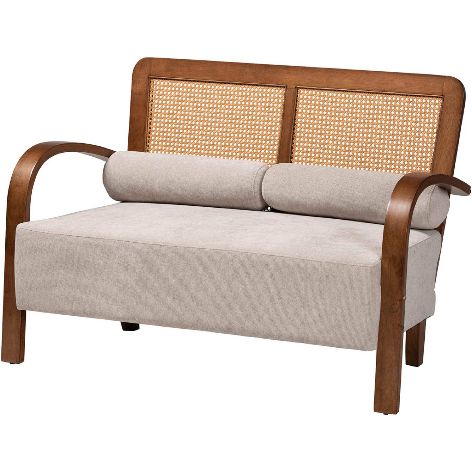 Baxton RDS S990 2S Grey Walnut PE Rattan LS Sage Loveseat in