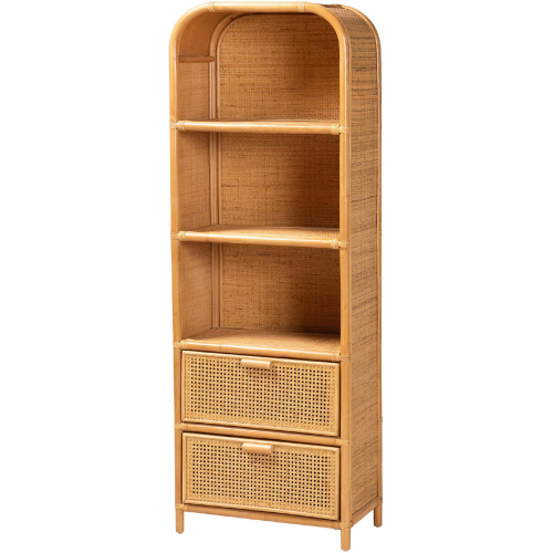 Curacao 2 Drawer Bookcase in Light Honey Finish Rattan