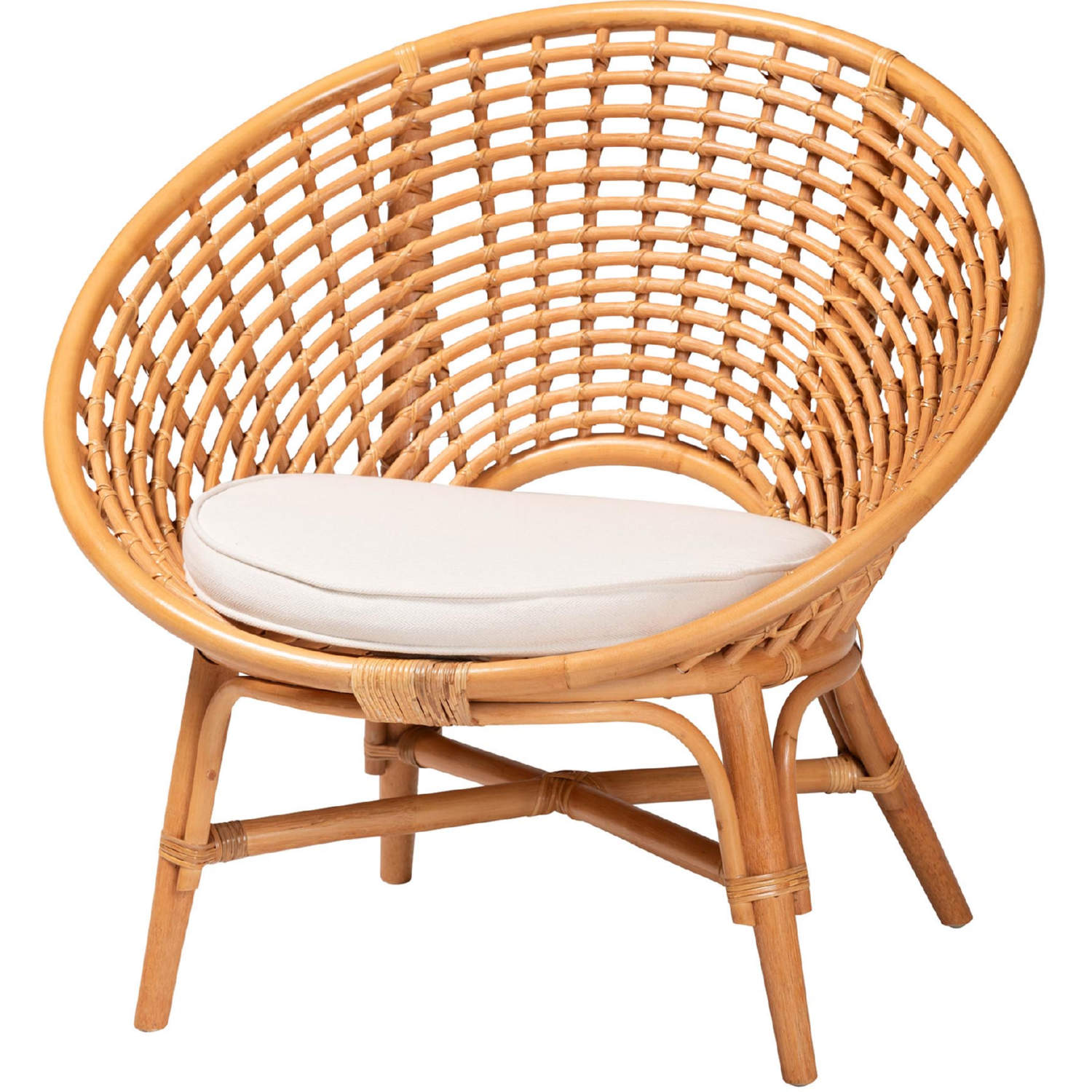 Baxton Aerin Light Honey Rattan CC Aerin Accent Chair in Natural