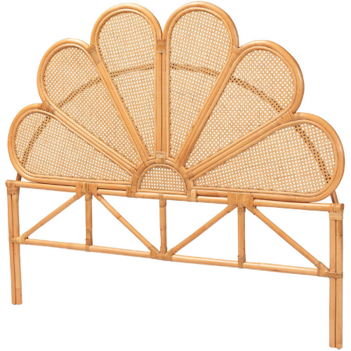 Flower Queen Standalone Headboard in Honey Finish Rattan