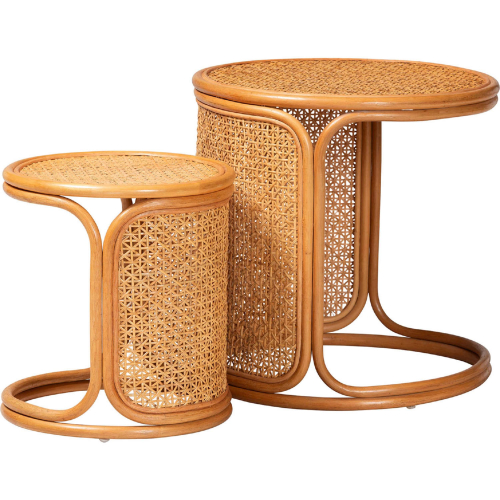 Eldon Nesting End Table Set in Honey Finish Rattan