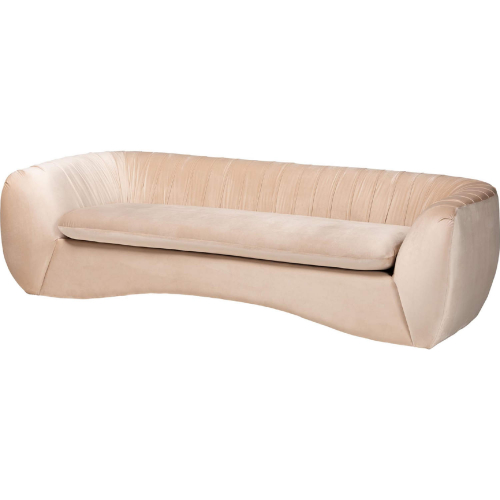 Adanna Sofa in Pleated Champagne Beige Velvet Fabric