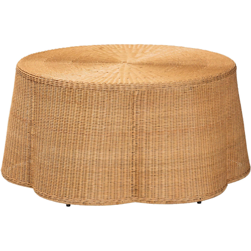 Palm Scallop Coffee Table in Honey Finish Natural Rattan