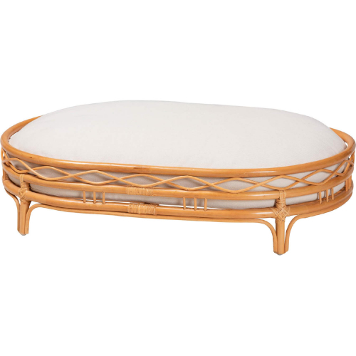 Jovia Pet Bed in Honey Finish Rattan & White Fabric