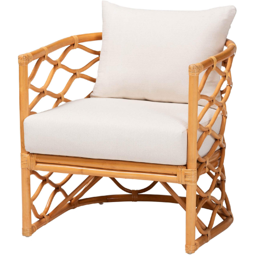 Acelynn Accent Arm Chair in Light Honey Rattan & Neutral Fabric