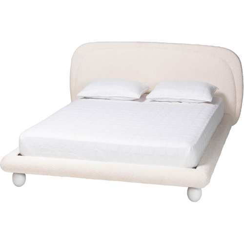 Eladio Queen Bed in Ivory Boucle Fabric