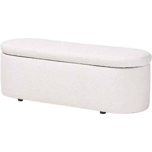 Lavina Storage Bench in White Teddy Bear Fabric