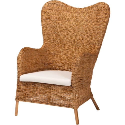 Terra Accent Arm Chair in Light Honey Rattan & White Fabric