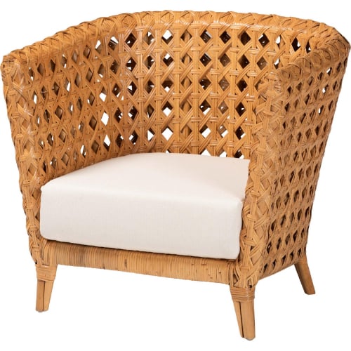 Daiwa Accent Chair in Light Honey Ratan & White Fabric