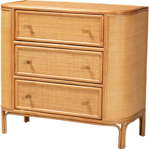 Radenza 3 Drawer Storage Cabinet in Light Honey Rattan