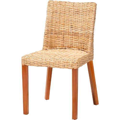 Rowen Dining Chair in Light Honey Kubu Rattan & Mahogany Wood