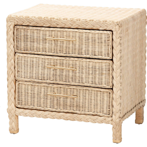 Lanica 3 Drawer Nightstand in Sun Bleached Rattan