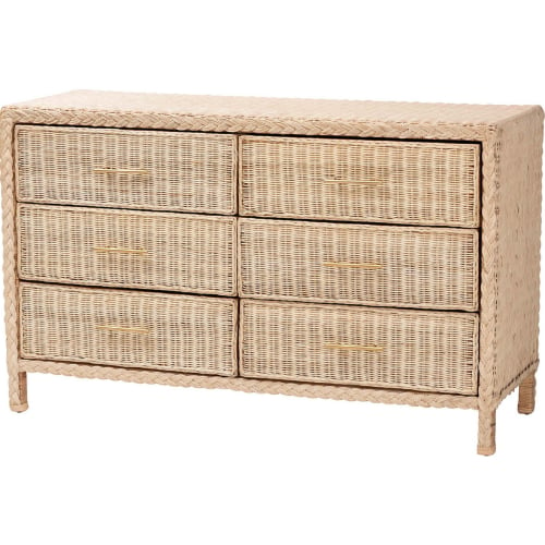 Lanica 6 Drawer Dresser in Sun Bleached Braided Rattan