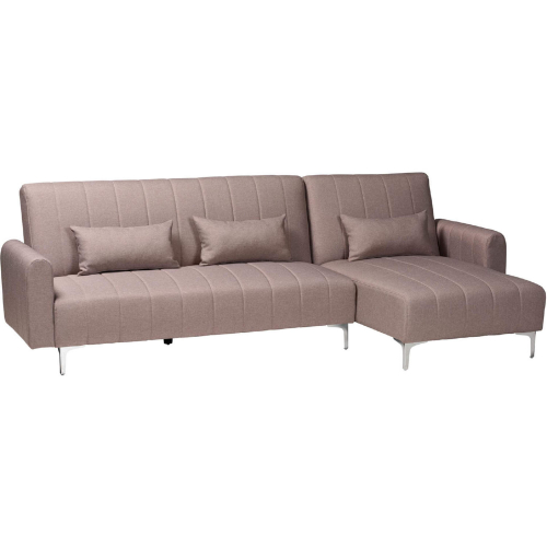 Lanoma Convertible Sleeper Sectional Sofa with Right Chaise in Tufted Clay Fabric