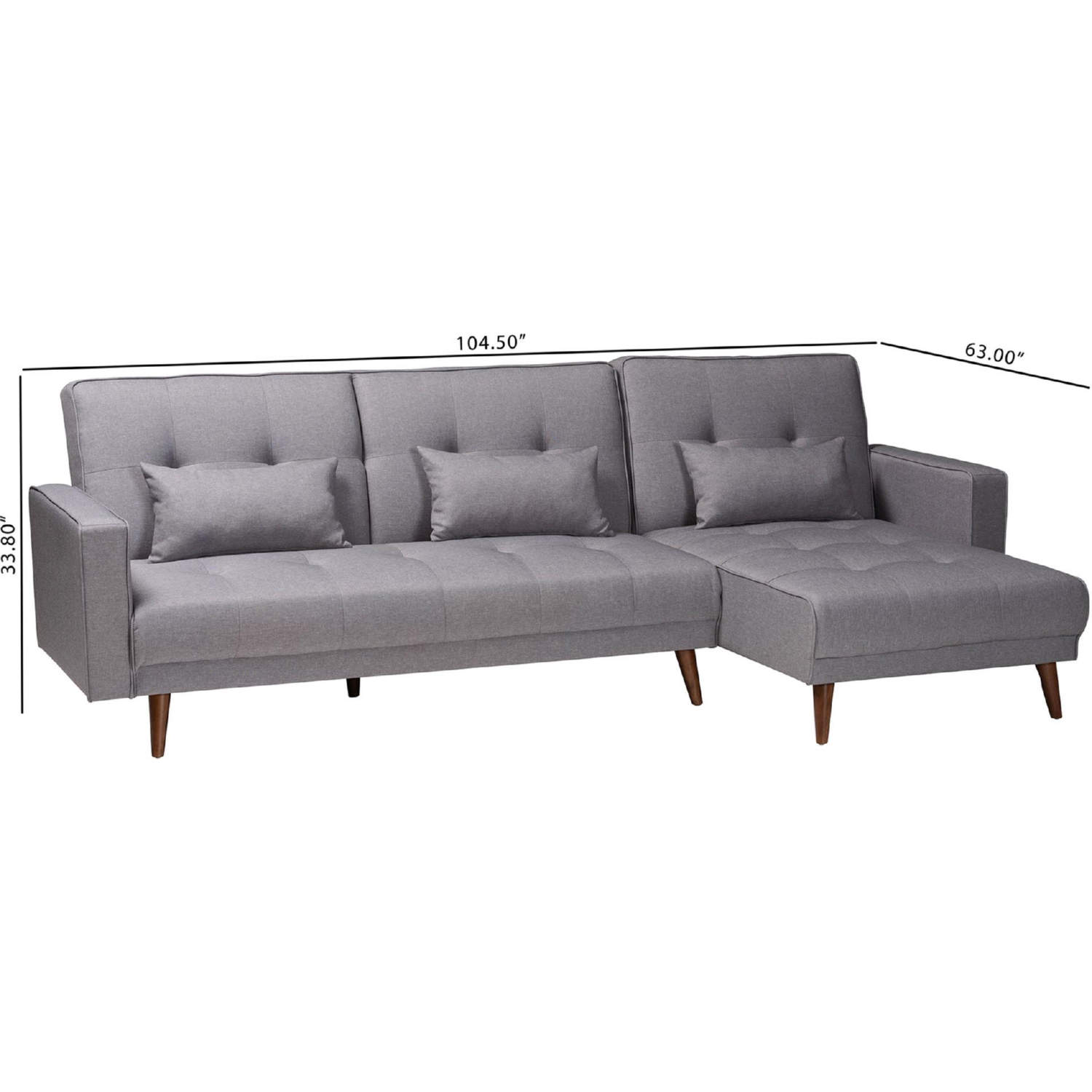 Baxton Claire Slate Grey RFC Claire Convertible Sleeper Sectional