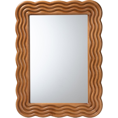 Acantha Scallop Framed Accent Mirror in Walnut Brown Wood