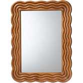 Acantha Scallop Framed Accent Mirror in Walnut Brown Wood