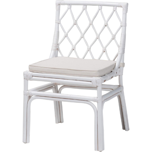 Carwyn Dining Chair in White Rattan & Neutral Fabric