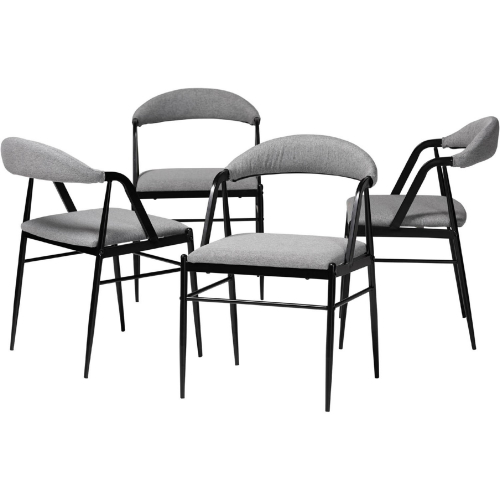 Orrin Modern Dining Chair in Grey Fabric & Black Metal (Set of 4)