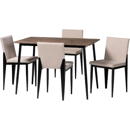 Bishop Dining Set in Beige Fabric & Black Metal