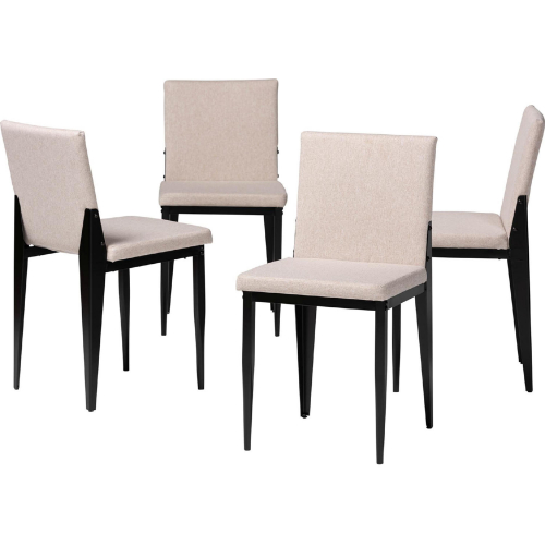 Bishop Dining Chair in Beige Fabric & Black Metal (Set of 4)