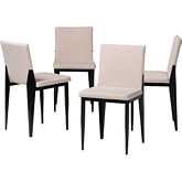 Bishop Dining Chair in Beige Fabric & Black Metal (Set of 4)