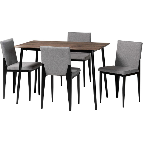 Bishop Dining Set in Grey Fabric & Black Metal