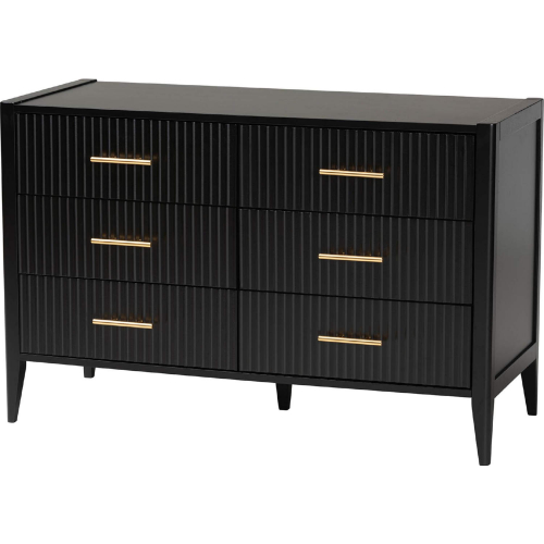 Primrose 6 Drawer Dresser in Black Fluted Wood