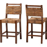 Cordoba Counter Stool in Mahogany & Natural Seagrass (Set of 2)