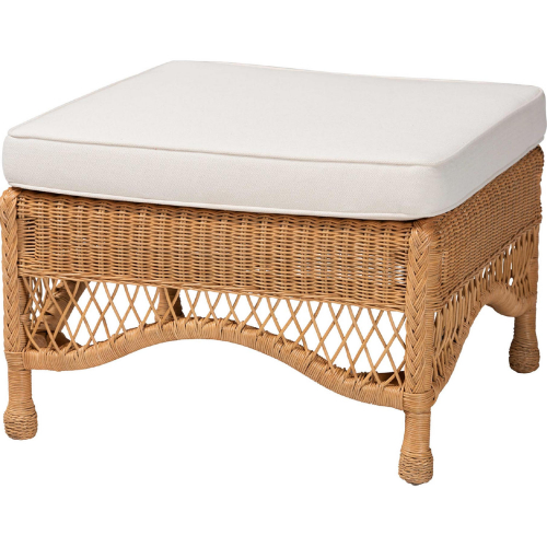 Brooklyn Light Honey Braided Rattan Ottoman Stool