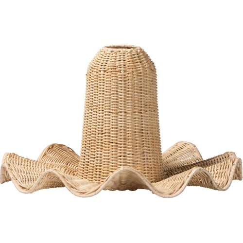 Lavada Ceiling Pendant Lamp Shade in Scalloped Natural Rattan