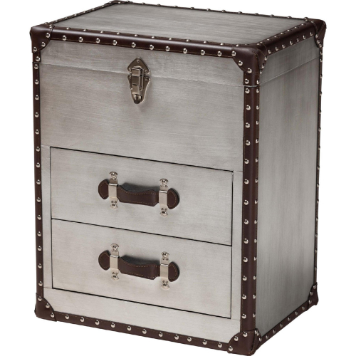 Calidore 2 Drawer Lift Top End Table in Silver Metal