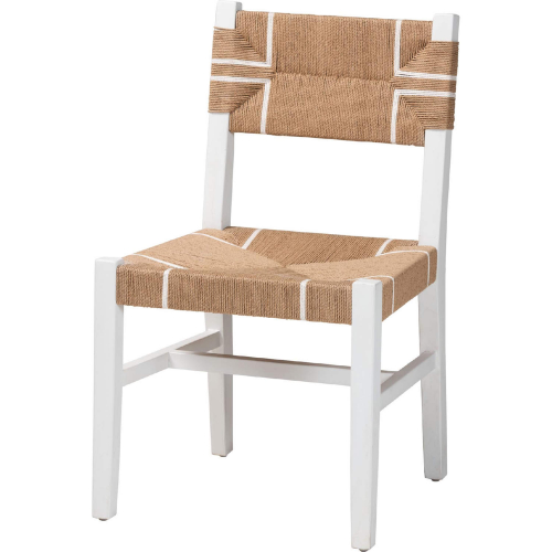 Talli Dining Chair in White Mahogany Wood & Brown Paper Loom