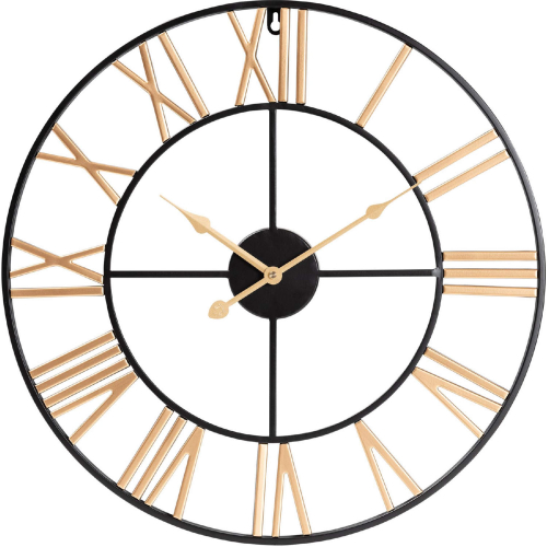 Auden Wall Clock in Black & Gold Metal