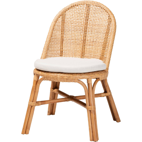 (only Cojin) bali & pari Daniela Dining Chair in Light Honey Finish Rattan & White Fabric