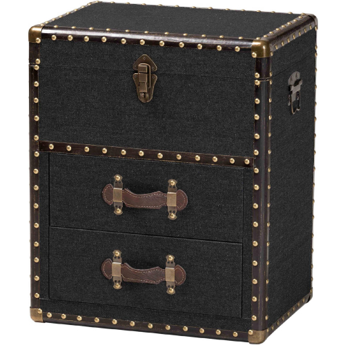 Agatha 2 Drawer Storage Trunk in Vintage Black Canvas