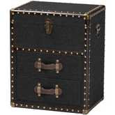 Agatha 2 Drawer Storage Trunk in Vintage Black Canvas