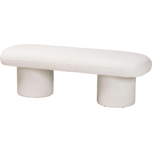 Laria Accent Bench in White Teddy Bear Plush Fabric