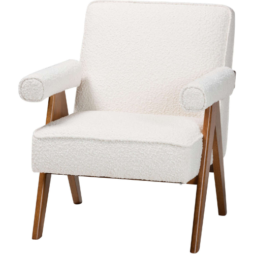 Georgina Accent Chair Cream Boucle & Walnut Brown Wood