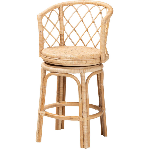 Ayu Swivel Counter Stool in Light Honey Finish Rattan