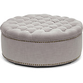 Iglehart Ottoman in Tufted Beige Linen