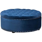 Iglehart Cocktail Ottoman in Tufted Blue Velvet