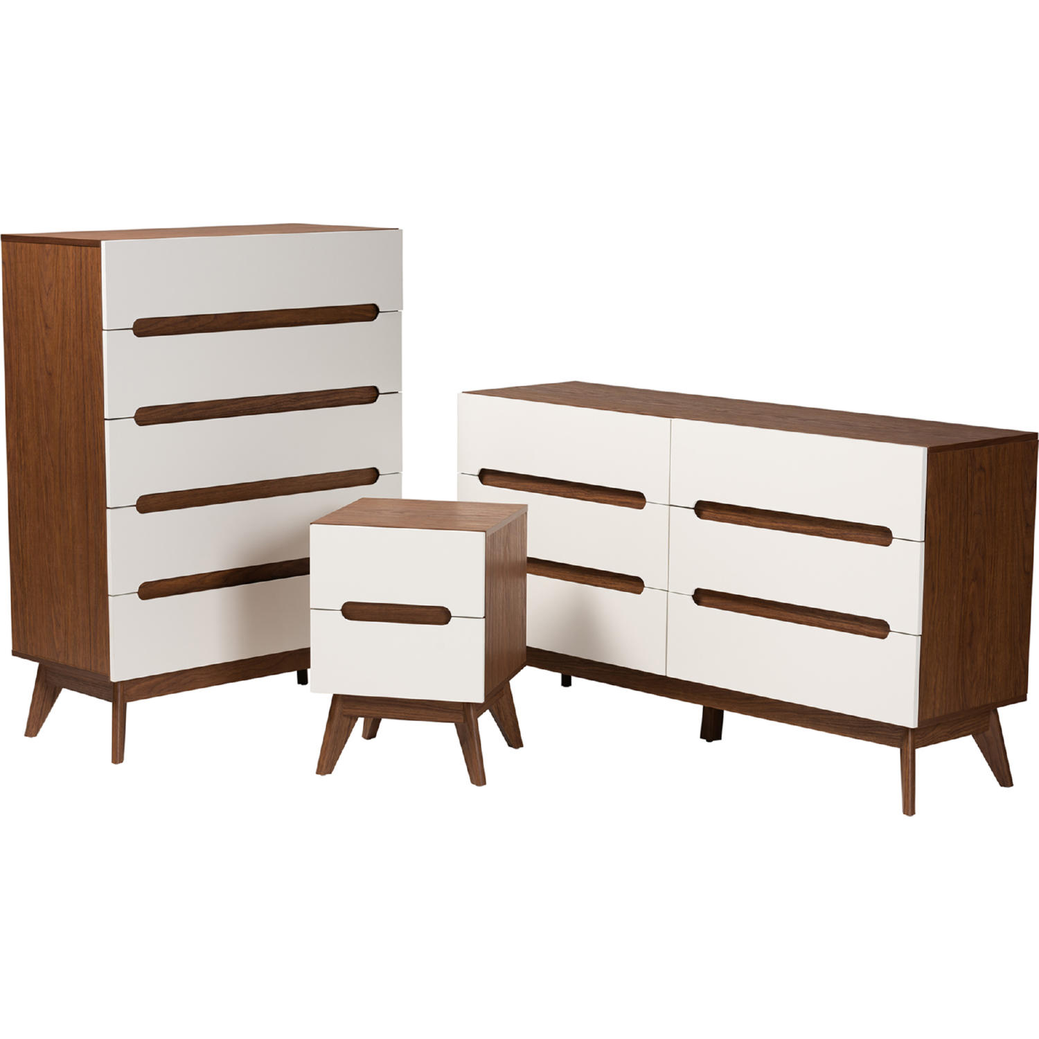 Home Baxton Studio Calypso 3 Piece Dresser Set White Walnut