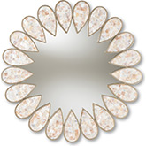 Savita Round Shell Petal Wall Mirror in Antique Silver Finish