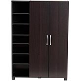 Marine Shoe Storage Cabinet w/ Shelves in Two Tone Wenge & Black Finish