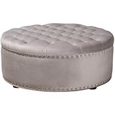 Iglehart Cocktail Ottoman in Tufted Gray Velvet