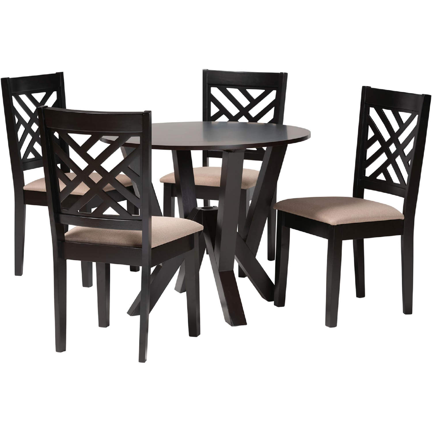 Baxton Lydie Sand Dark Brown 5PC Dining Set Elise 5 Piece