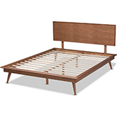 Karine Full Platform Bed in Walnut Brown Wood