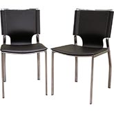 Dark Brown Dining Chair in Leatherette & Chrome Frame (Set of 2)