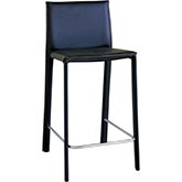 Crawford Counter Stool in Black Leather (Set of 2)